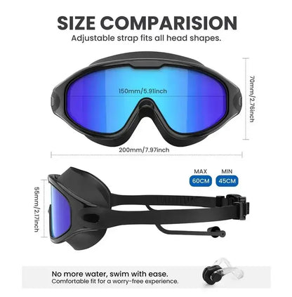 2 Pack Anti‑Fog Swim Goggles for Adults & Kids | 180° Wide View,Uv Protection, Adjustable Strap, Colorful Mirrored Lenses for Men & Women&Kids Outdoorfun