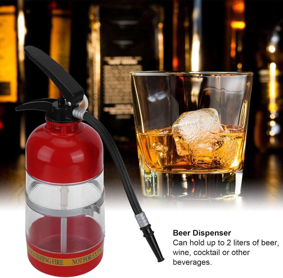 2L Whiskey Decanter, Portable Fire Extinguisher Container Funny Beer Dispenser for Home Party Beer Dispenser Barrels Bar Beverage Liquor Rack Machine for Wine Spirits Drinks
