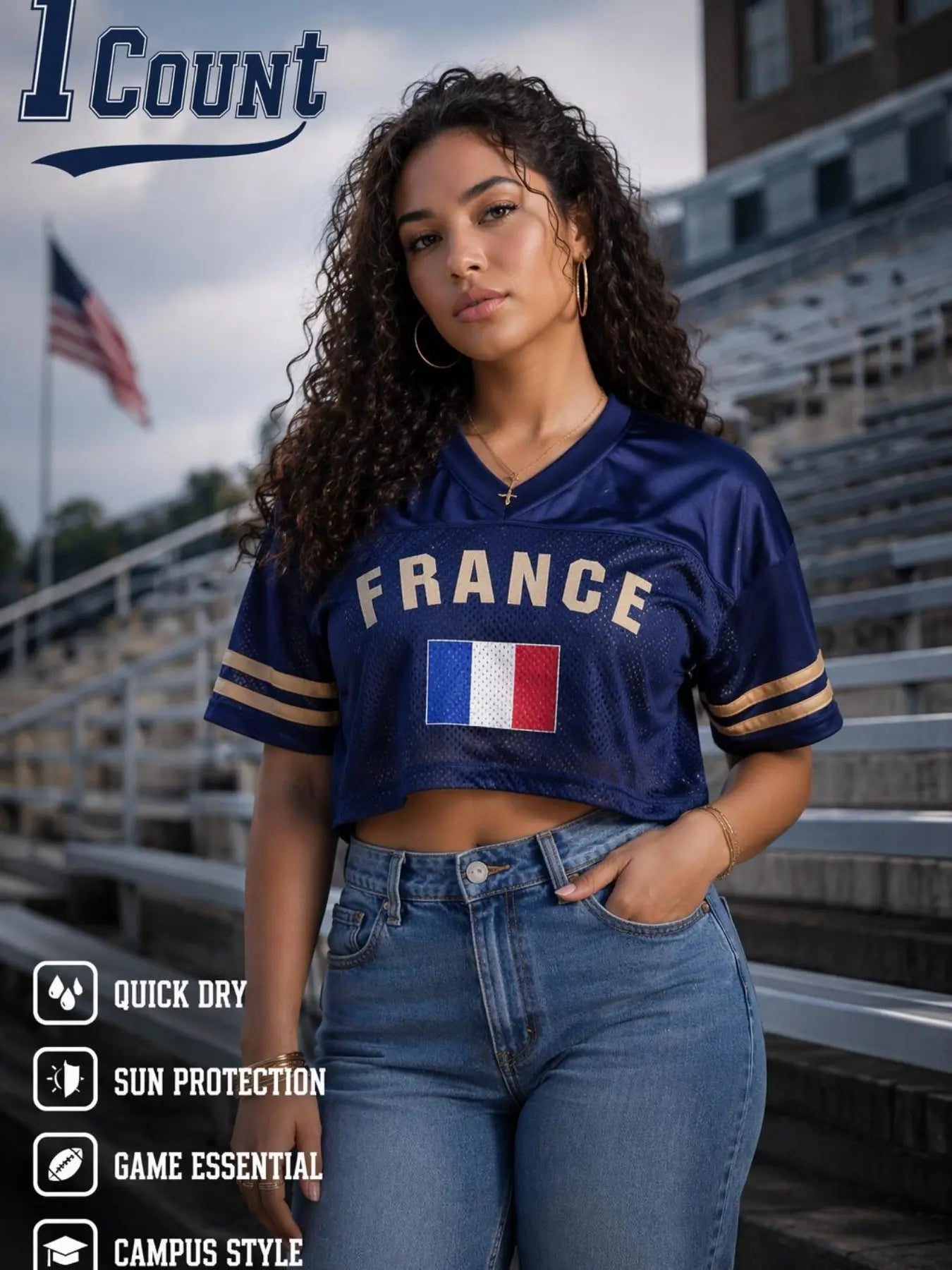 KTYSDE Women's Printed Cropped Soccer Jersey - V Neck Mesh Short Sleeve Casual Streetwear Crop Top for Soccer Fans Featuring USA, Brazil, Argentina, Mexico, England, Germany, France, Spain, Portugal, Italy, Netherlands, Japan, South Korea, Uruguay, and South Africa for Game Day and Daily Wear