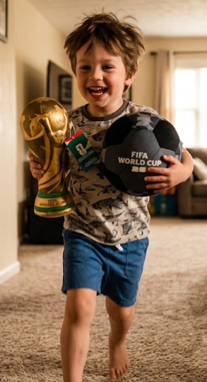 FIFA World Cup 2026 10-Inch Plush Trophy and 9-Inch Black Plush Soccer Ball - Ages 3+