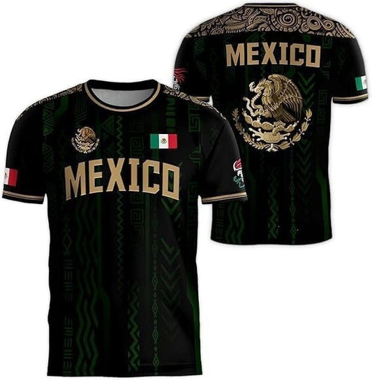 2026 Mexico Soccer Jersey, Chichén Itzá Pyramid Graphic Retro Soccer Jersey, All over Print, Casual Style for All Seasons, Classic Throwback Jersey Sportswear Top Summerwins