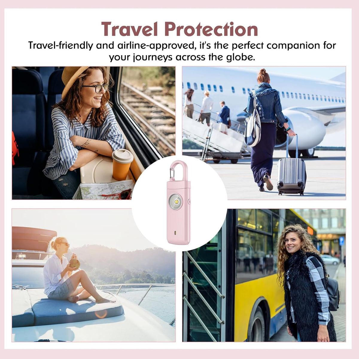 Rechargeable Personal Alarm for Women - Christmas Birthday Gifts for Women, Daughter, College Student, Teen Girl, Elders, Kids, Siren Alarm, USB Charging, Pink