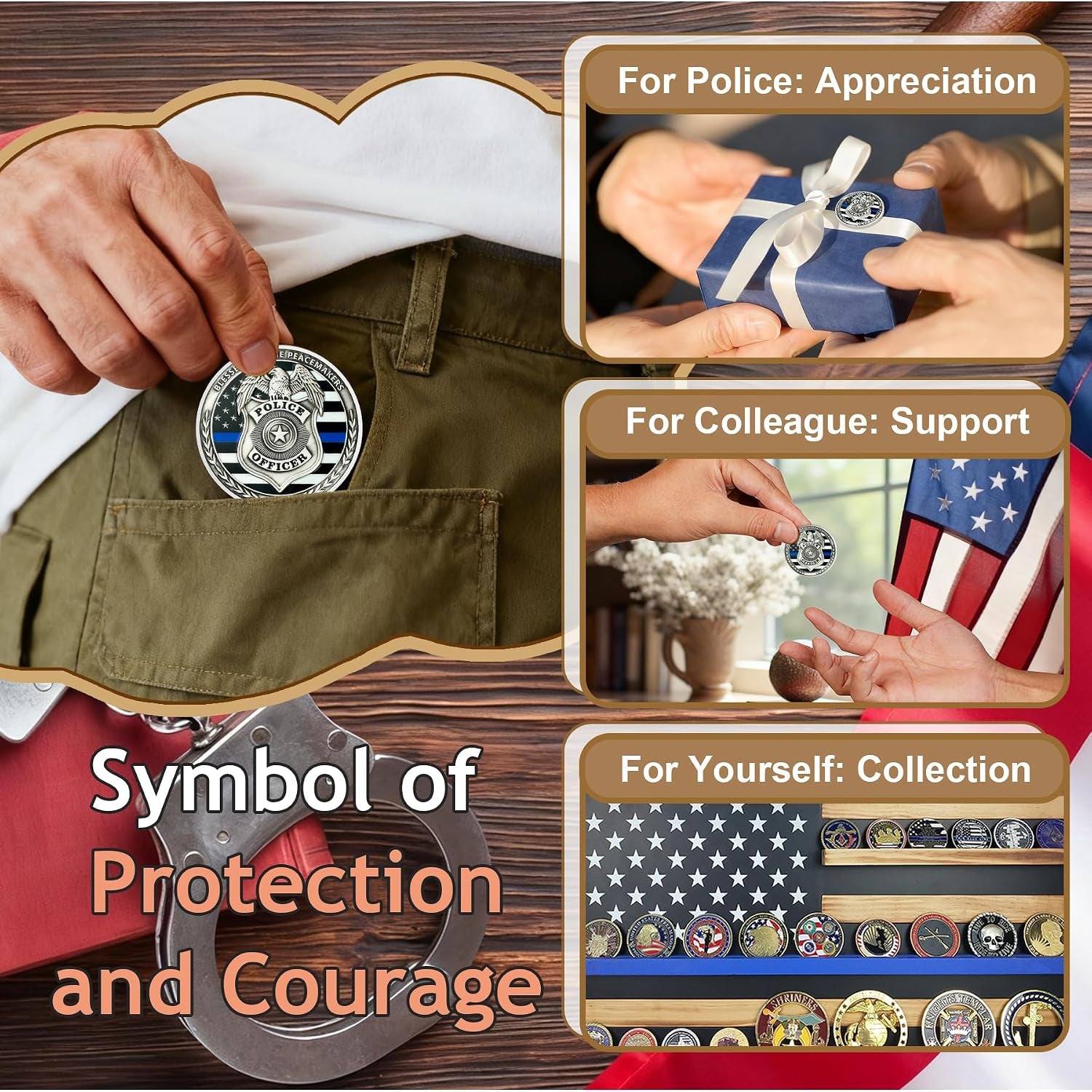 Thin Blue Line Reaper Police Officer Challenge Coin | Blessed Are the Peacemakers Police Challenge Coins for Sheriff Law Enforcement Police Academy Gifts Police Week Gifts