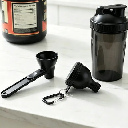 Revolutionize Your Fitness Routine with the Protein Powder Funnel-Mini - BPA-Free Kitchen Essential with Sliding Scoop and Container - Perfect for Pre-Workout and Smoothies - Buy 1 Get 1 Free!