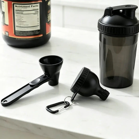 Revolutionize Your Fitness Routine with the Protein Powder Funnel-Mini - BPA-Free Kitchen Essential with Sliding Scoop and Container - Perfect for Pre-Workout and Smoothies - Buy 1 Get 1 Free!