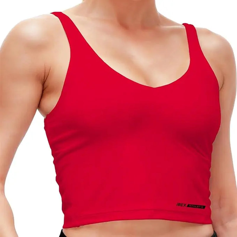Women's Longline Ribbed Workout Tank Top with Built-In Bra and Padding for Yoga, Running, Gym, and Fitness Activities