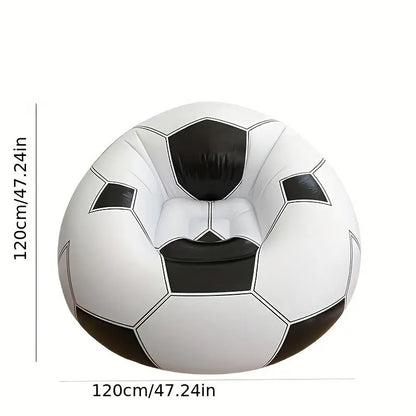 Inflatable Football Pattern Single Sofa - Durable PVC Lounge Chair for Indoor and Outdoor Use, Portable Design for Camping and Leisure (Air Pump Not Included)