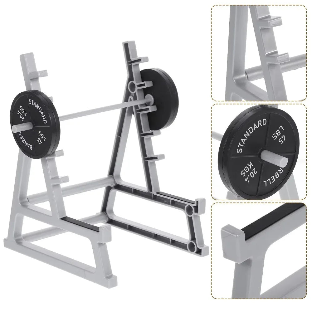 New with Barbells and Weights Barbell Rack Pen Holder Gym Theme Metal Stationery Storage Rack Mini Squat Rack Ornaments Gift