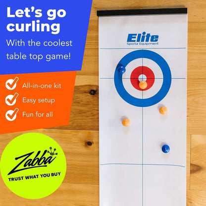 Curling Game - Tabletop Games for Adults, Kids & Families - 4 Ft X 1 Ft Mat for Indoor Fun W/Bonus Travel Bag - Ages 6 & Up