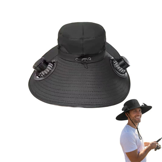 Solar Cooling Fan Hat for Men Women | Wide Brim UV Protection Sun Hat with Dual Solar Fans | Breathable Adjustable Outdoor Hat for Fishing Camping Hiking Beach,Summerwins