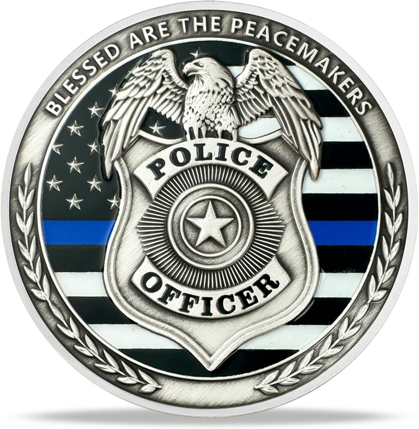 Thin Blue Line Reaper Police Officer Challenge Coin | Blessed Are the Peacemakers Police Challenge Coins for Sheriff Law Enforcement Police Academy Gifts Police Week Gifts