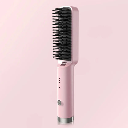 2026 Upgraded Straight Hair Comb, Portable Fashion Lazy Straightener, USB Rechargeable Flat Iron Clip, Wireless Straightening & Curling Comb