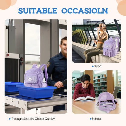 Mesh Backpack School Backpacks Large Capacity See through Bookbag Stadium Approved with Multiple Compartments Pockets for School(Purple)