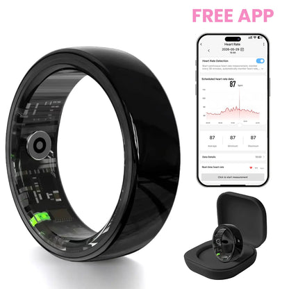 #6-#11 T3 Pink & Black Ceramic Smart Couple Rings for Women & Men, Fitness & Sleep Tracker, Heart Rate & Stress Monitor, Cycle Tracking, IP68 Waterproof, 3–5 Day Battery, Ios & Android Compatible, with Charging Case