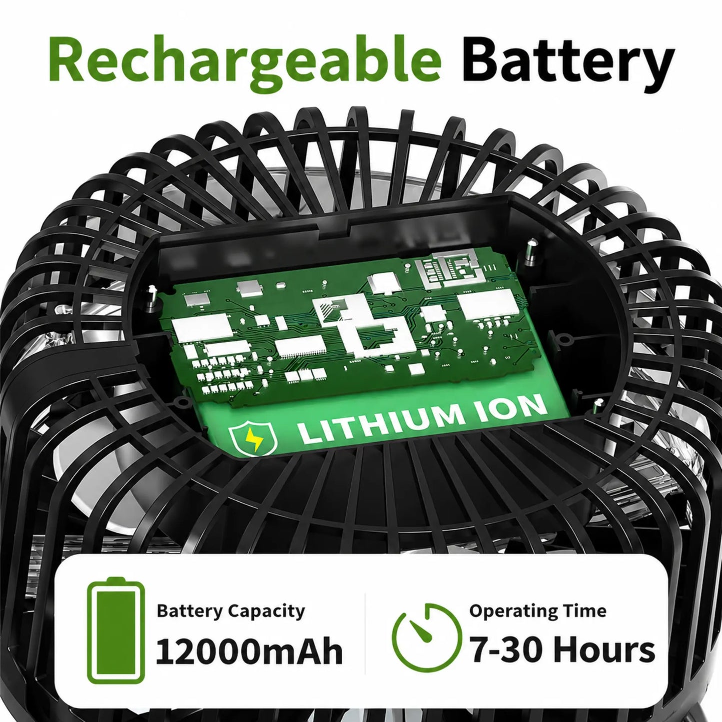 Rechargeable Magnetic Golf Cart Cooling Fan with Mist Functionality