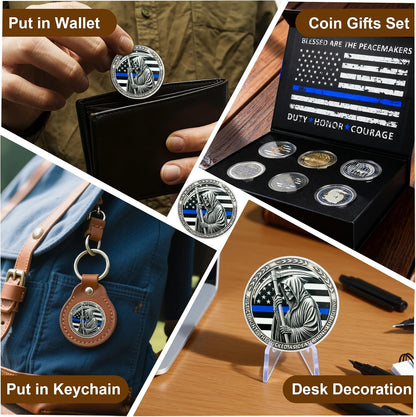 Thin Blue Line Reaper Police Officer Challenge Coin | Blessed Are the Peacemakers Police Challenge Coins for Sheriff Law Enforcement Police Academy Gifts Police Week Gifts