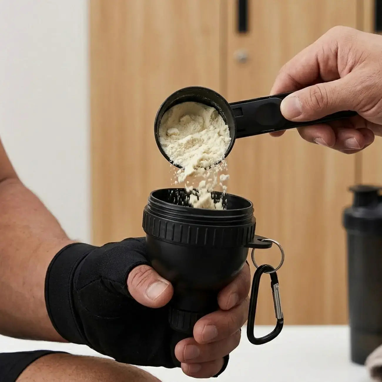 Revolutionize Your Fitness Routine with the Protein Powder Funnel-Mini - BPA-Free Kitchen Essential with Sliding Scoop and Container - Perfect for Pre-Workout and Smoothies - Buy 1 Get 1 Free!