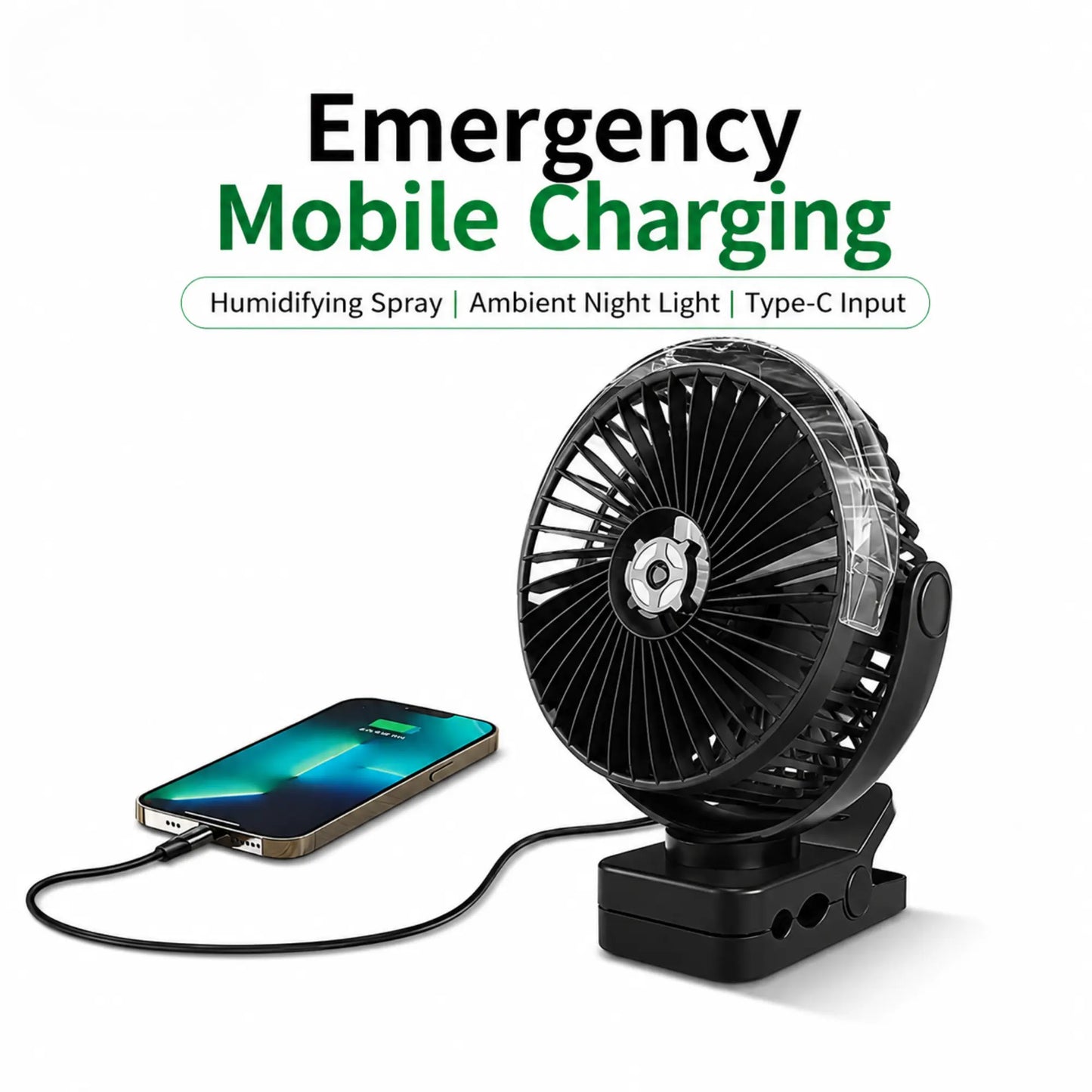 Rechargeable Magnetic Golf Cart Cooling Fan with Mist Functionality