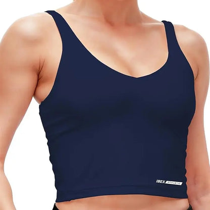 Women's Longline Ribbed Workout Tank Top with Built-In Bra and Padding for Yoga, Running, Gym, and Fitness Activities