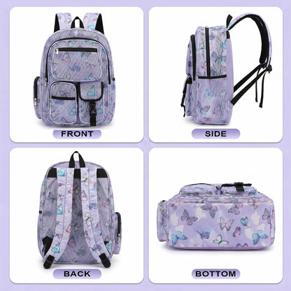 Mesh Backpacks for School, Heavy Duty Breathable See through Bookbag for Women Girls Boys Kids, Large Capacity Mesh Bag for Beach Swimming Gym Work Travel- Butterfly Purple
