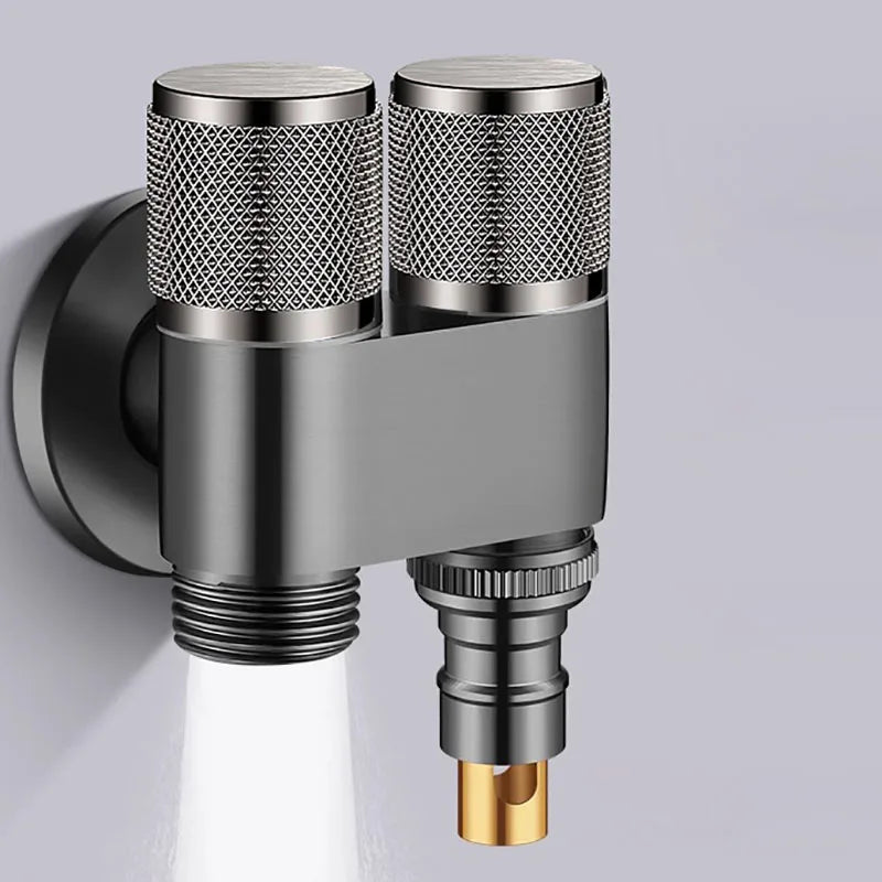 Zinc Alloy Angle Valve Wall Mount Toilet Washing Machine Tap One in Two Out Water Cleaning Faucet Bathroom Toilet Accessories