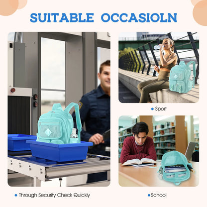 Mesh Backpack School Backpacks Large Capacity See through Bookbag Stadium Approved with Multiple Compartments Pockets for School(Lake Green)