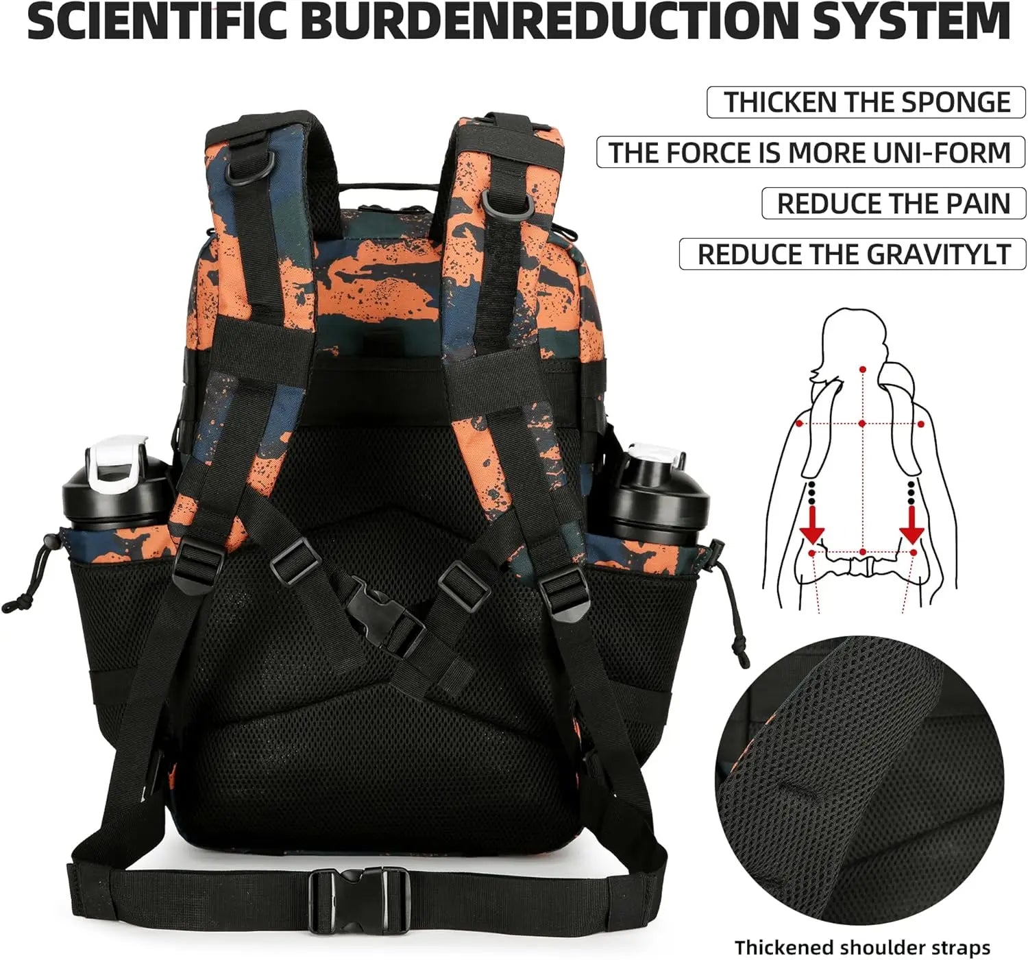Large 45L 3P Tactical Backpack Hiking Bag Pack Outdoor Sport Backpack Waterproof Climbing Rucksack Camping Hiking Bag Mochila